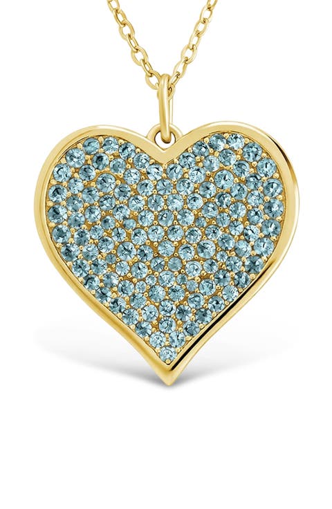 14k Gold Plated Cubic Zirconia Heart Pendant Necklace