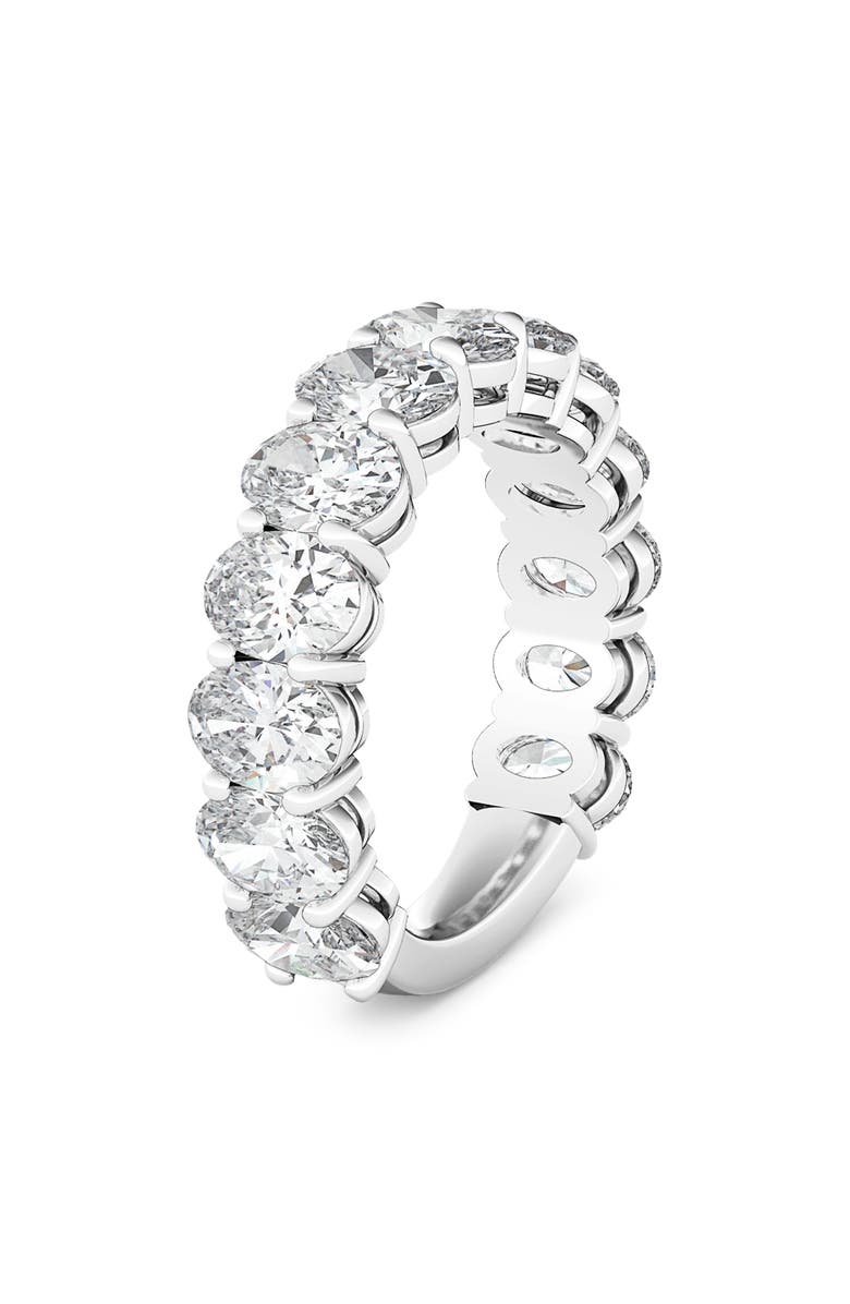 HauteCarat 3/4 Oval Cut Lab Created Diamond Eternity Ring, Main, color, White Gold