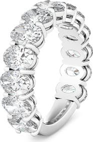 HauteCarat 3/4 Oval Cut Lab Created Diamond Eternity Ring