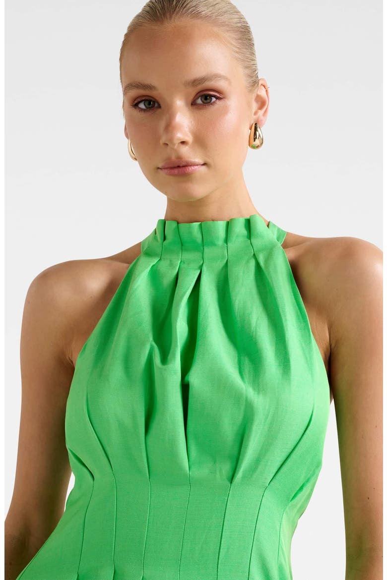 Miller Pleated Midi Dress, Alternate, color, SHAMROCK
