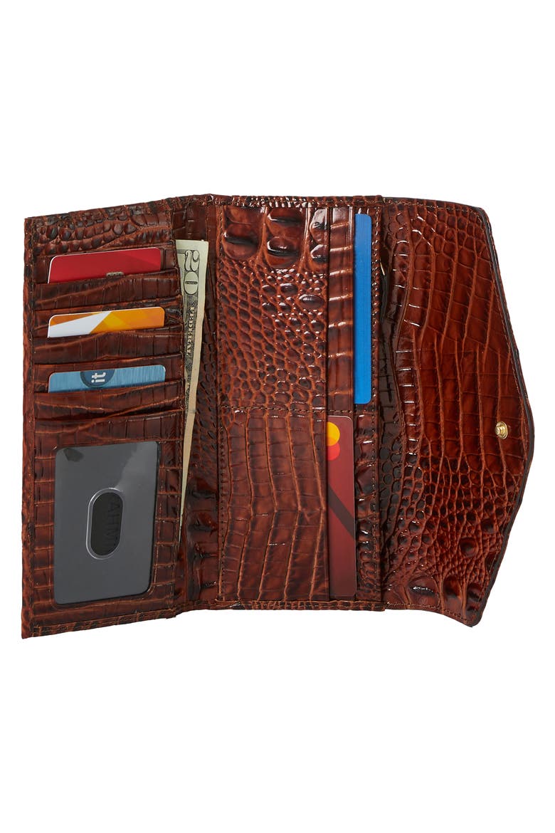 Veronica Croc Embossed Leather Wallet, Alternate, color, CINNAMON