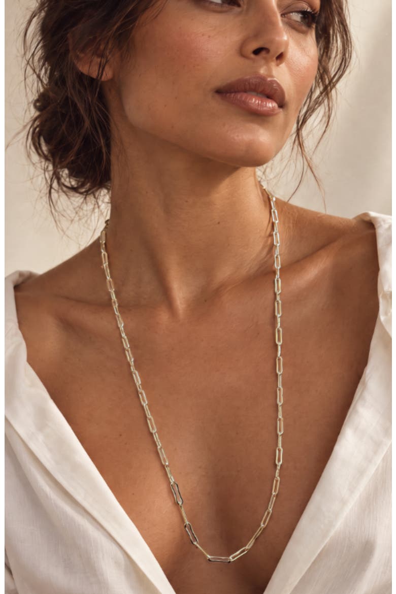 Ivy Tapered Paperclip Necklace, Alternate, color, SILVER