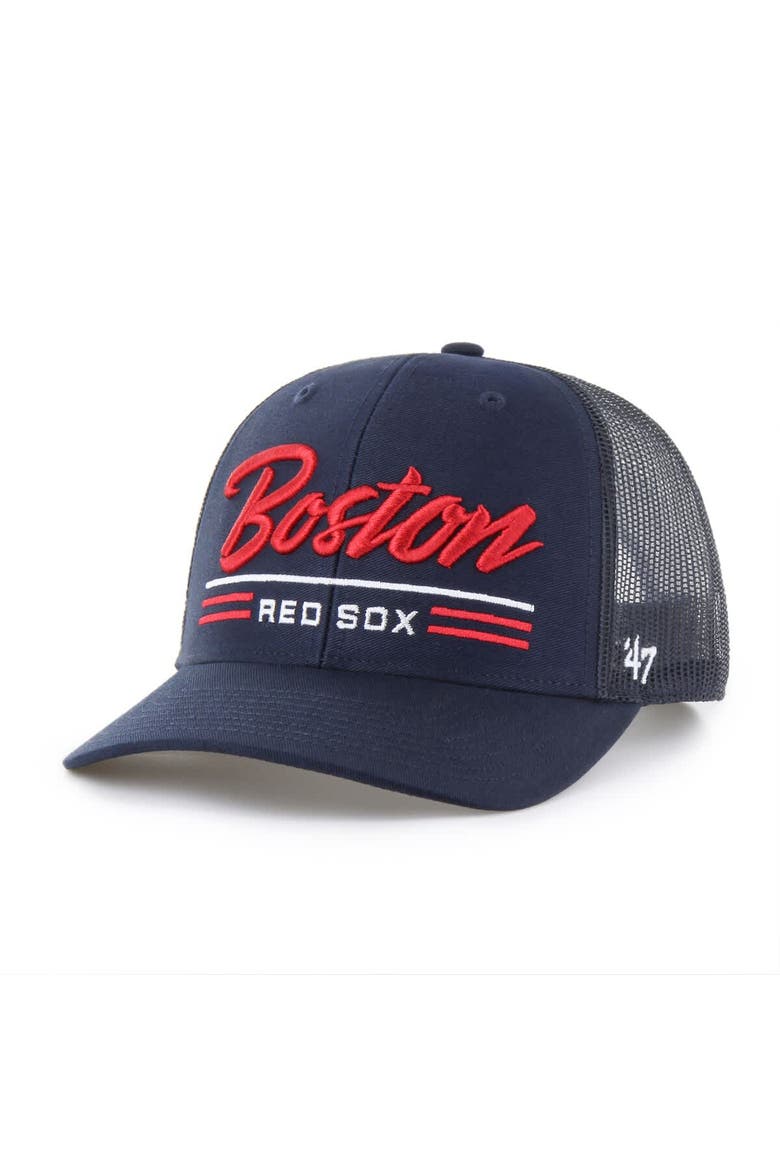 Men's '47 Navy Boston Red Sox Garner Trucker Adjustable Hat, Main, color, Navy