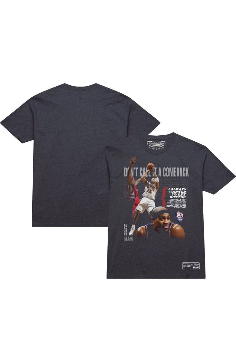 Mitchell & Ness Unisex Mitchell & Ness Vince Carter Charcoal New Jersey Nets Don't Call It A Comeback T-Shirt, Alternate, color, Charcoal