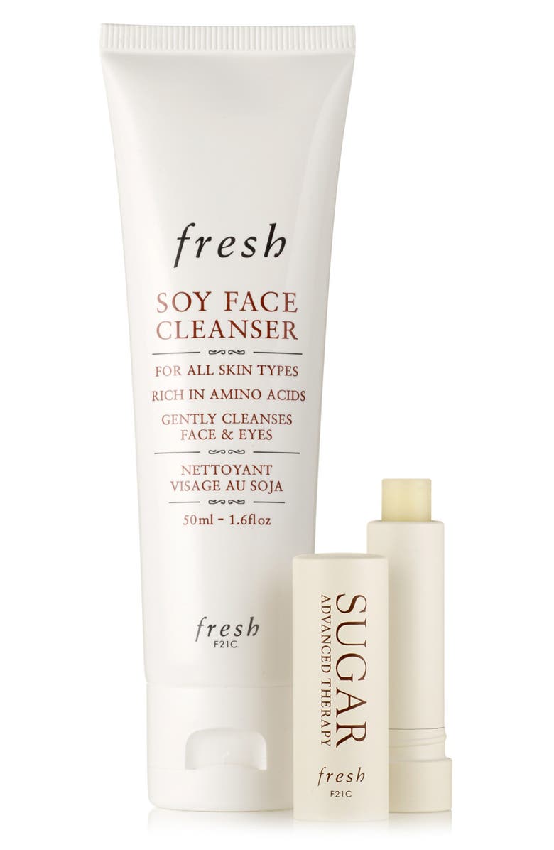 Fresh<sup>®</sup> Travel Size Soy Face Cleanser & Sugar Lip Treatment Advanced Therapy Set, Alternate, color,