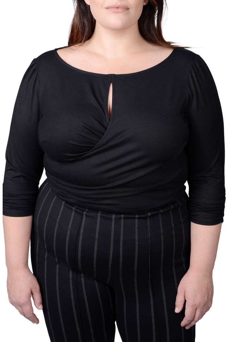 Tamara Keyhole Wrap Top, Main, color, BLACK