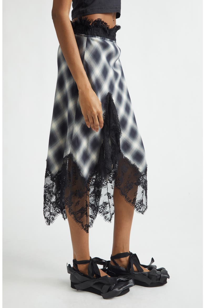 Asymmetric Crepe Midi Skirt, Alternate, color, FOG PLAID