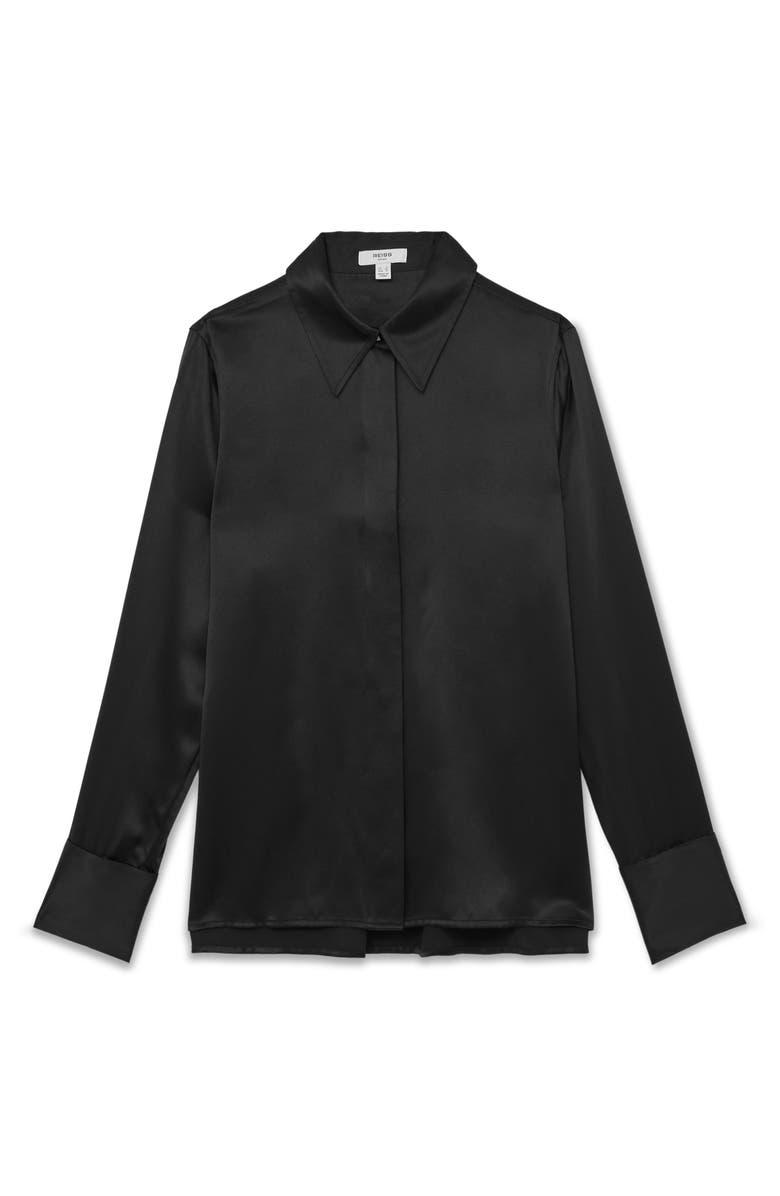 Reiss Ameira Silk Button-Up Shirt, Alternate, color, Black
