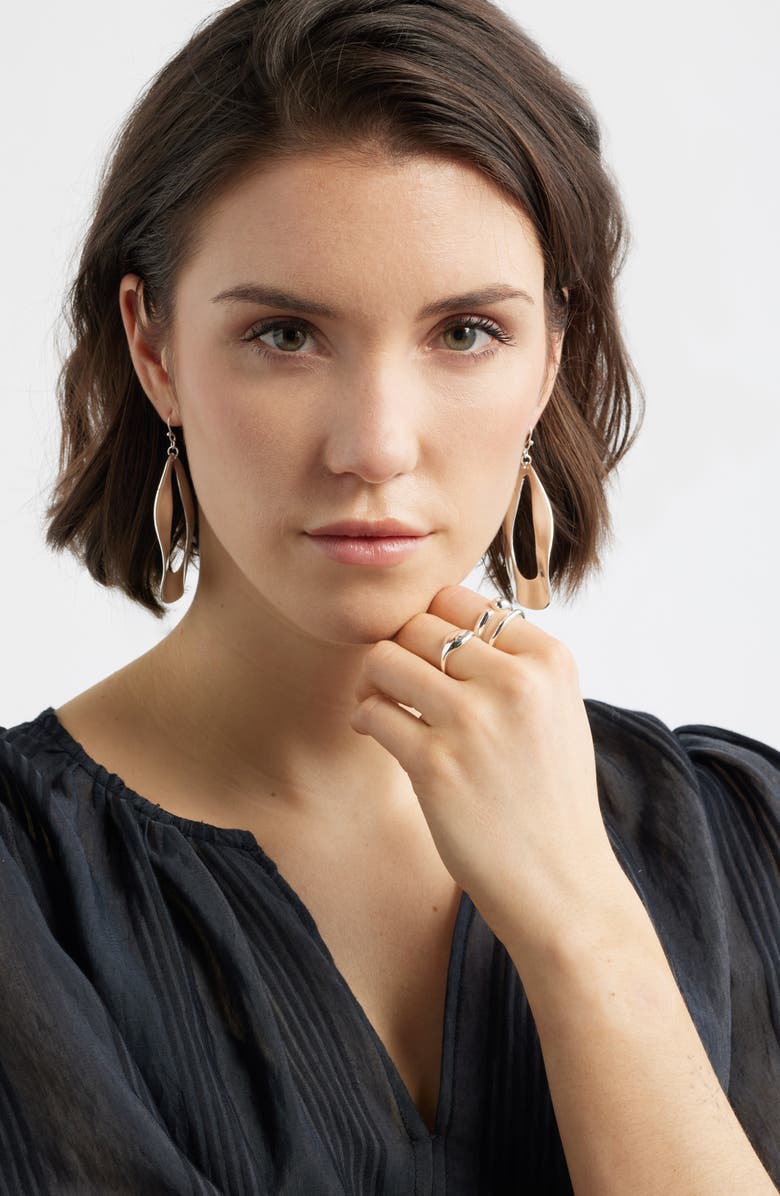 Nordstrom Set of 3 Organic Teardrop Band Rings, Alternate, color, Silver