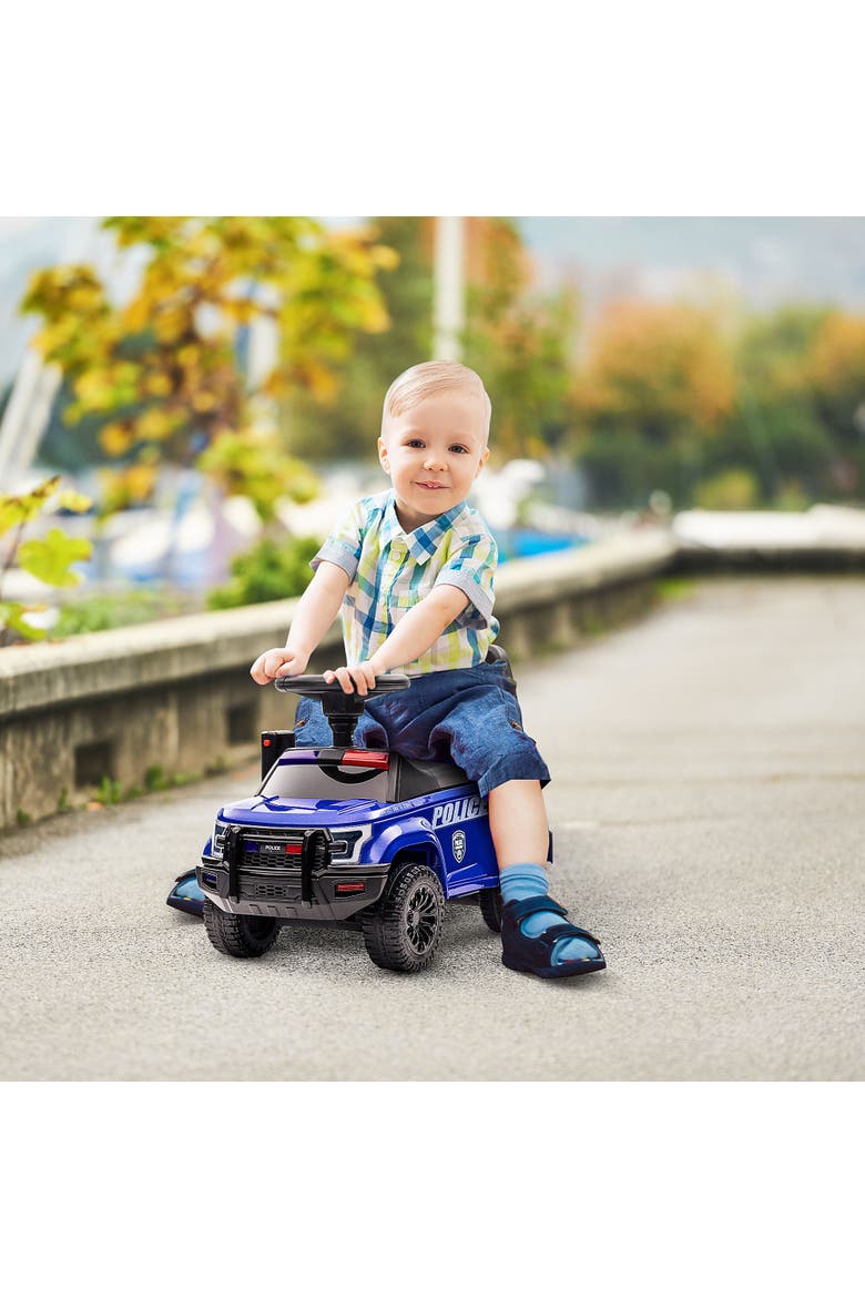 Kids Police Car Ride-on with Megaphone, Storage, Alternate, color, Blue