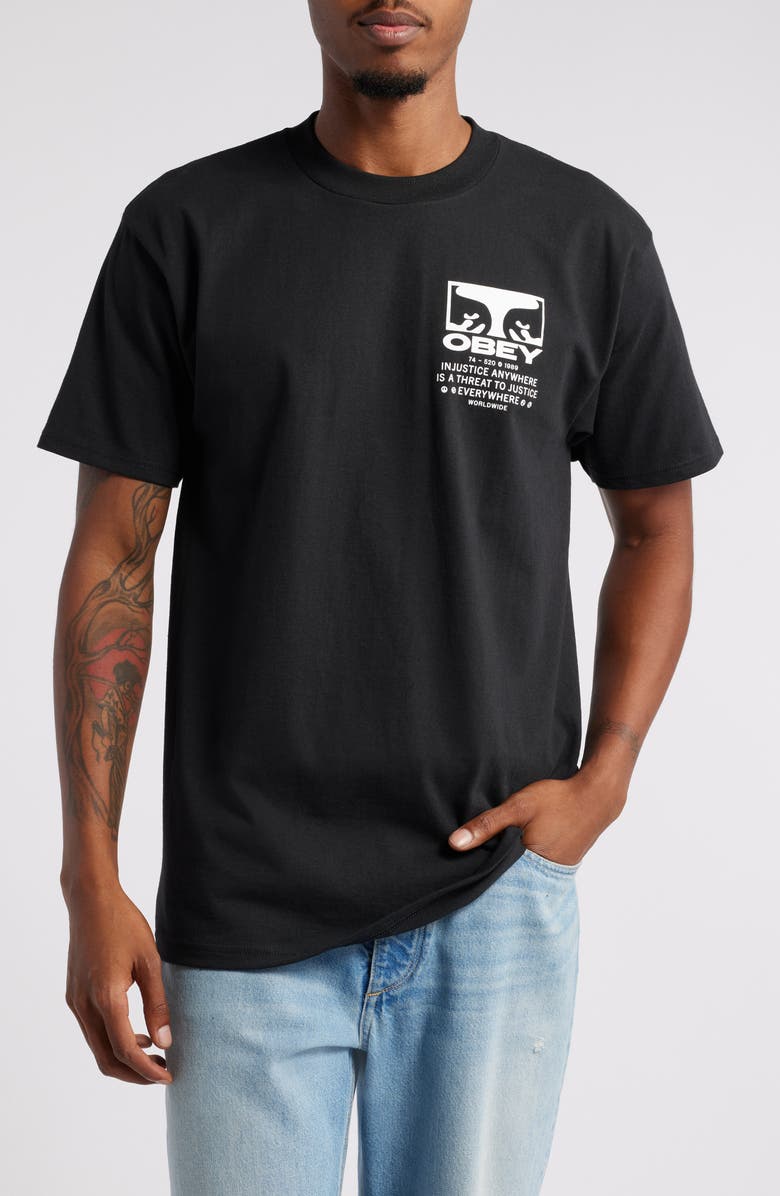 Obey Justice Everywhere Cotton Graphic T-Shirt, Main, color,