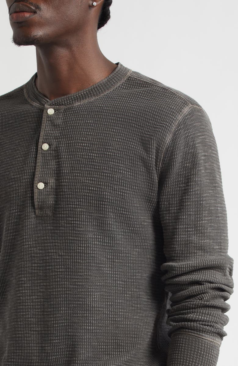 Double RL Waffle Knit Long Sleeve Henley, Alternate, color, Faded Black Canvas