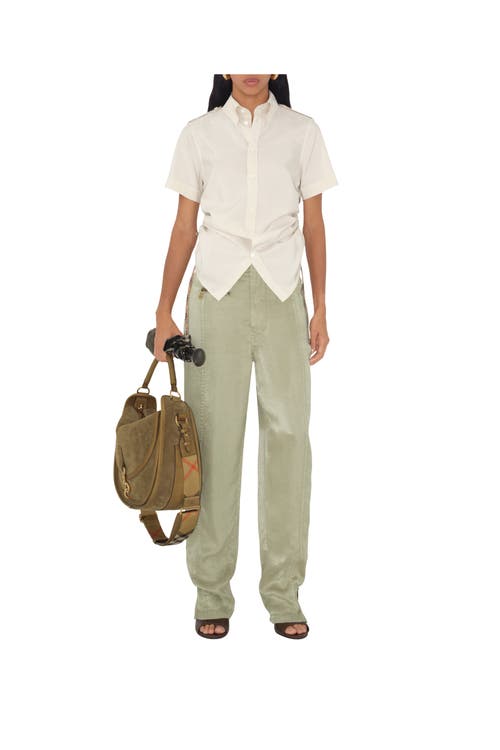Burberry Lyocell Tailored Trousers In Skylark