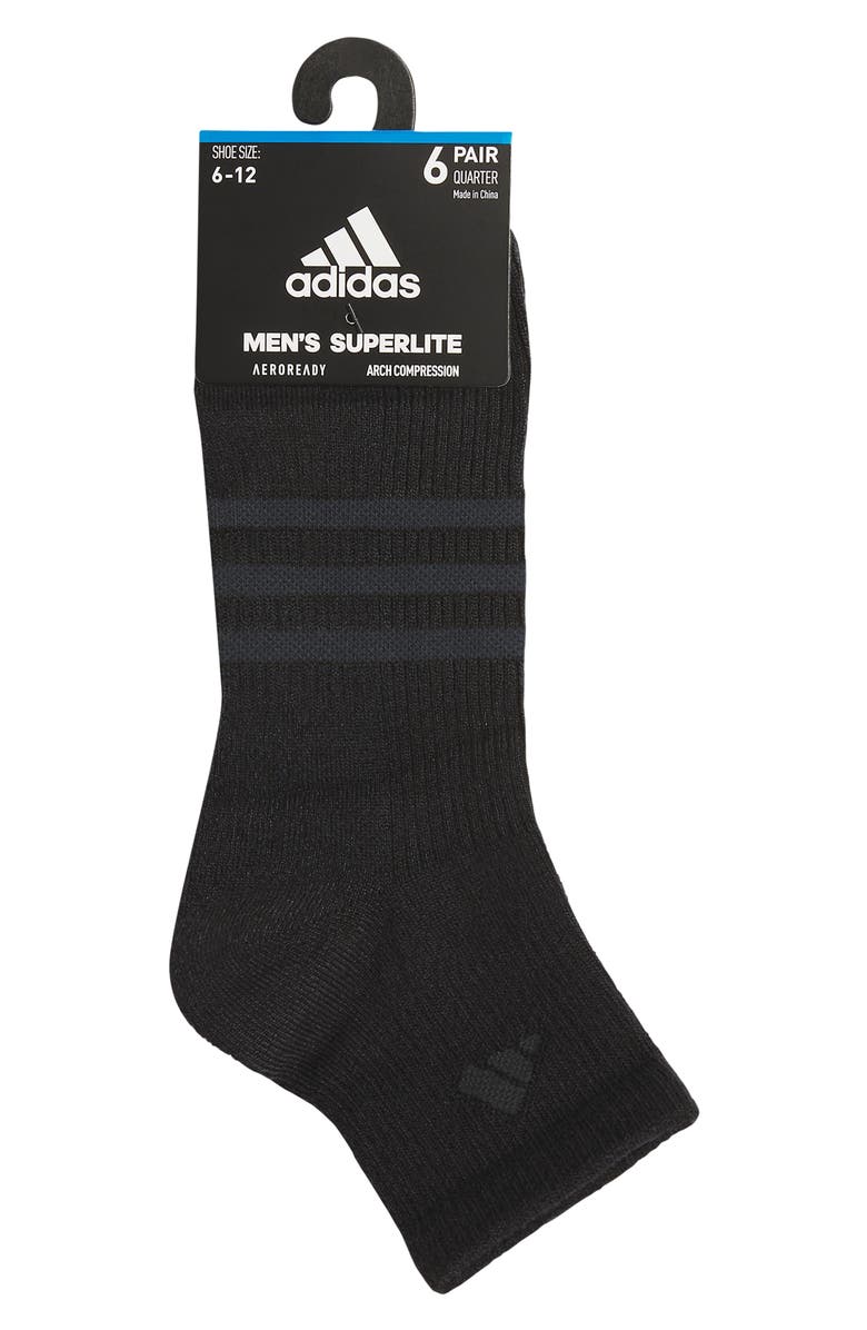 adidas Superlite 3.0 6-Pack AEROREADY Ankle Socks, Alternate, color, Black/ Night Grey