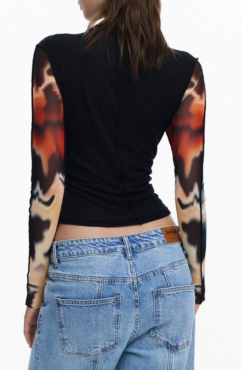 Desigual Long Sleeve Crop Top, Alternate, color, 