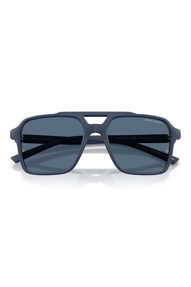 57mm Pilot Sunglasses, Alternate, color, MATTE BLUE / DARK BLUE