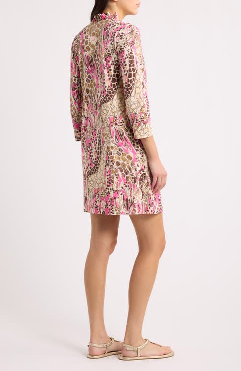 Annelie Ruffle Neck Cotton Dress
