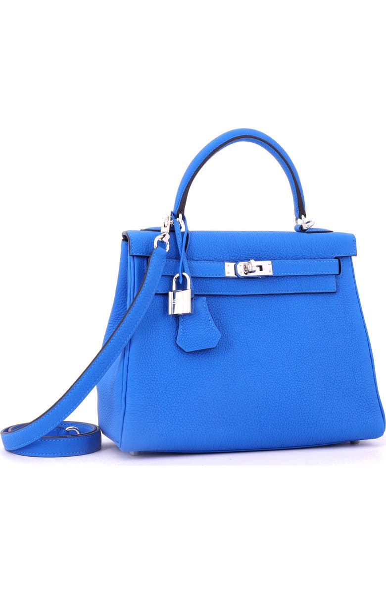 Pre-Owned Hermes Kelly Handbag Blue Togo with Palladium Hardware 25, Alternate, color, New Bleu Hydra