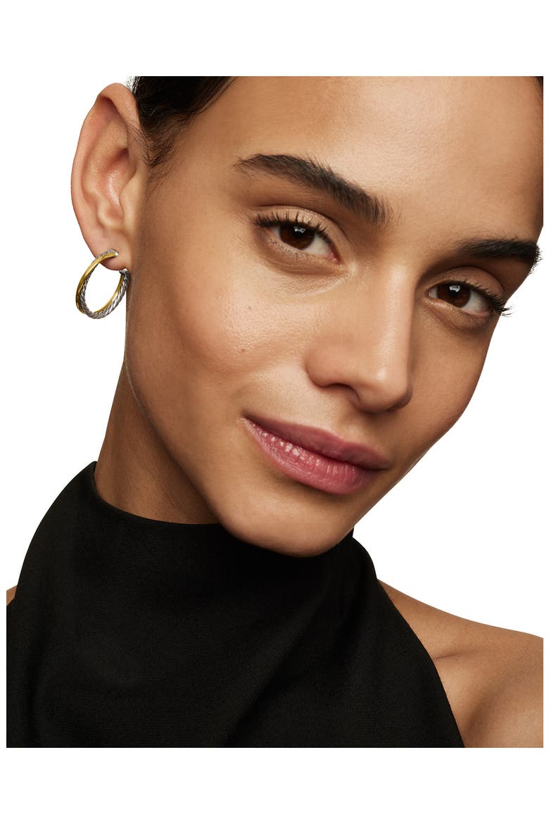 Crossover Medium Hoop Earrings, Alternate, color, SILVER/ GOLD