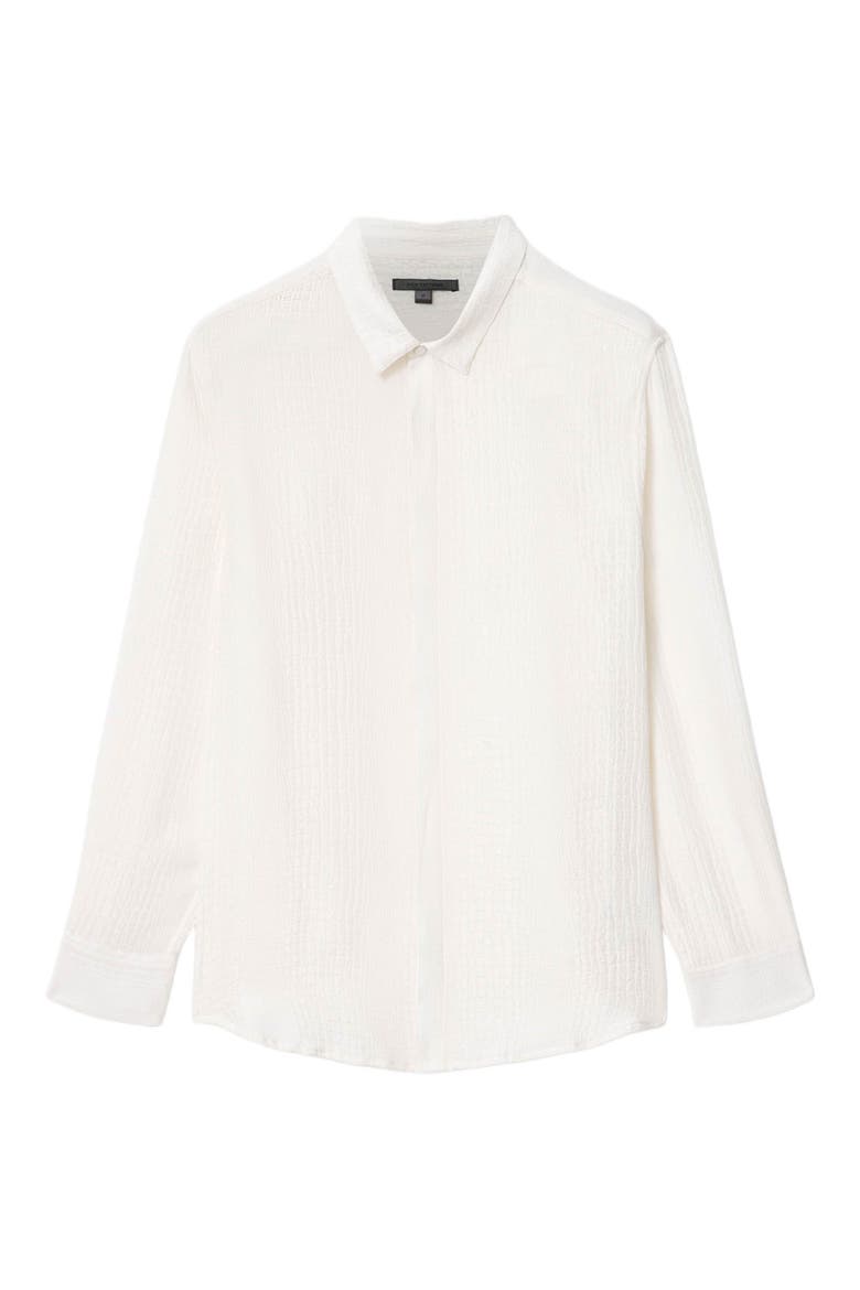 Vito Silk Jacquard Button-Up Shirt, Alternate, color, WHITE