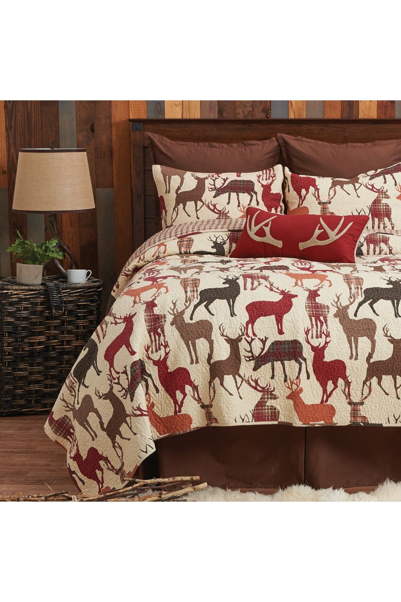 Colton Rustic Lodge Cotton Quilt Set - Reversible and Machine Washable, Main, color, Brown