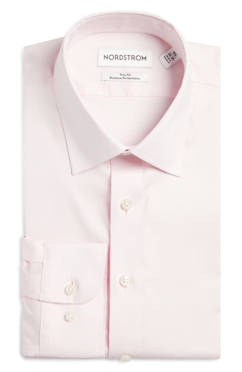 Nordstrom Trim Fit Premium Performance Dress Shirt, Alternate, color, Pink Riverton Dobby