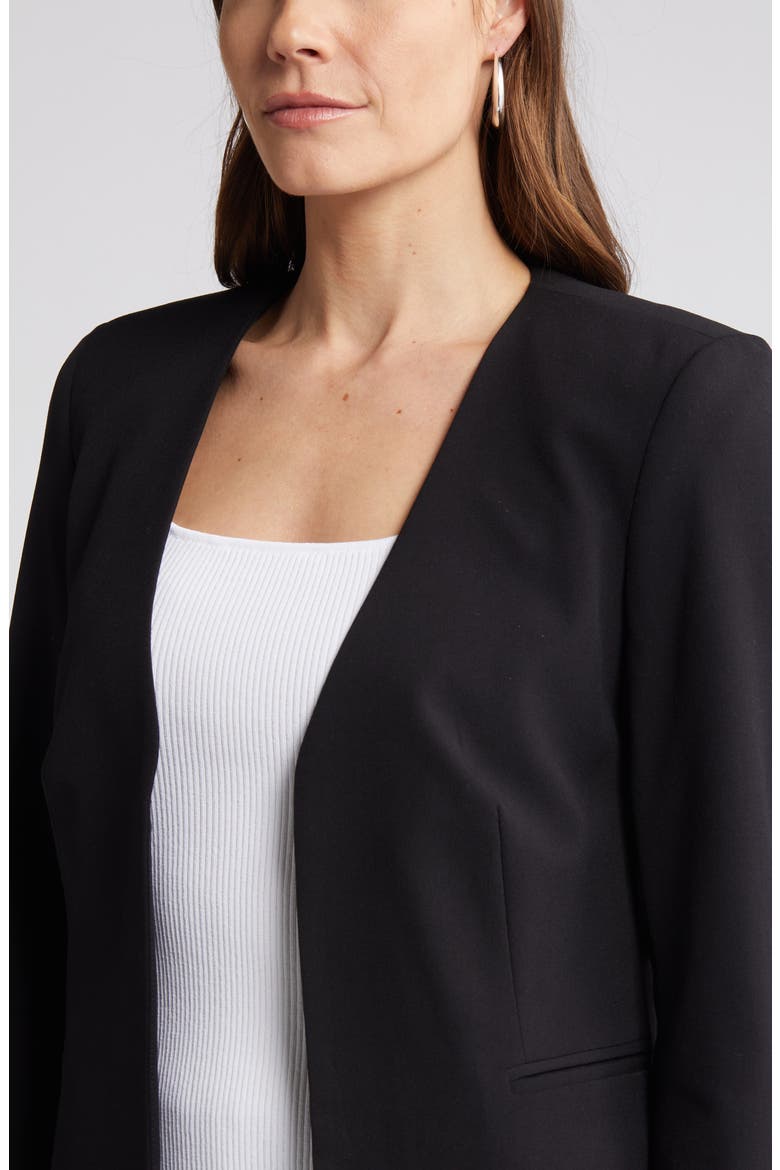 V-Neck Open Front Jacket, Alternate, color, BLACK