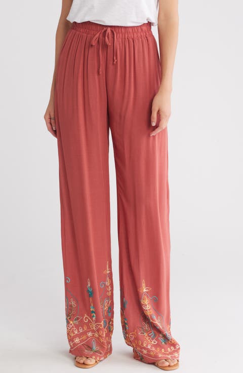 Embroidered Drawstring Pants
