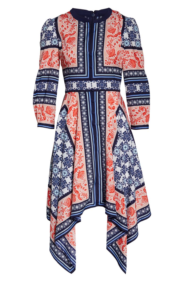 Eliza J Bandana Print Handkerchief Hem Dress, Alternate, color, 