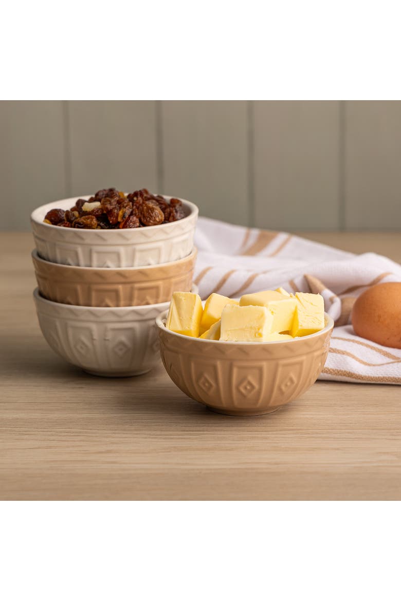 Cane Mini Prep Bowl Set, 4 Durable Stoneware Bowls for Kitchen Prep, Alternate, color, Beige