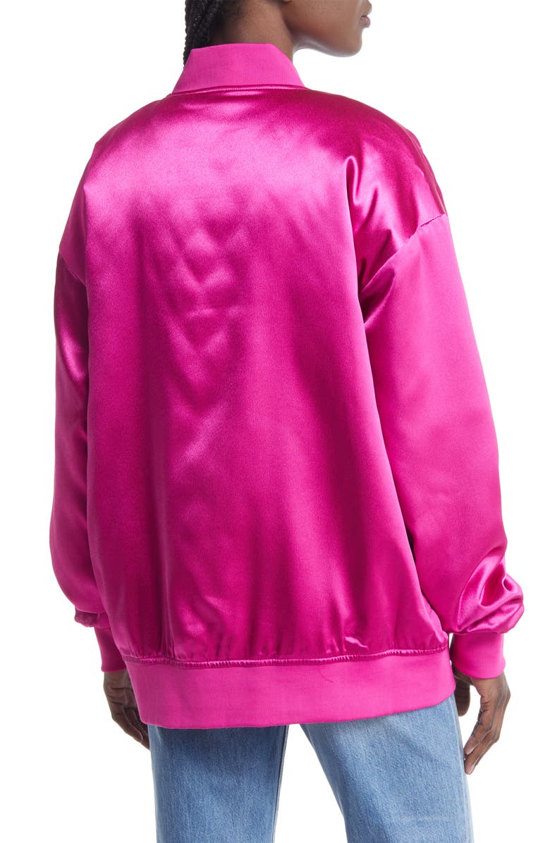 AZALEA WANG Oversize Satin Bomber Jacket, Alternate, color, 