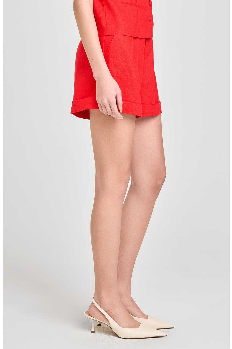 x Styled by COCO! Vera Linen Blend Shorts, Alternate, color, RED
