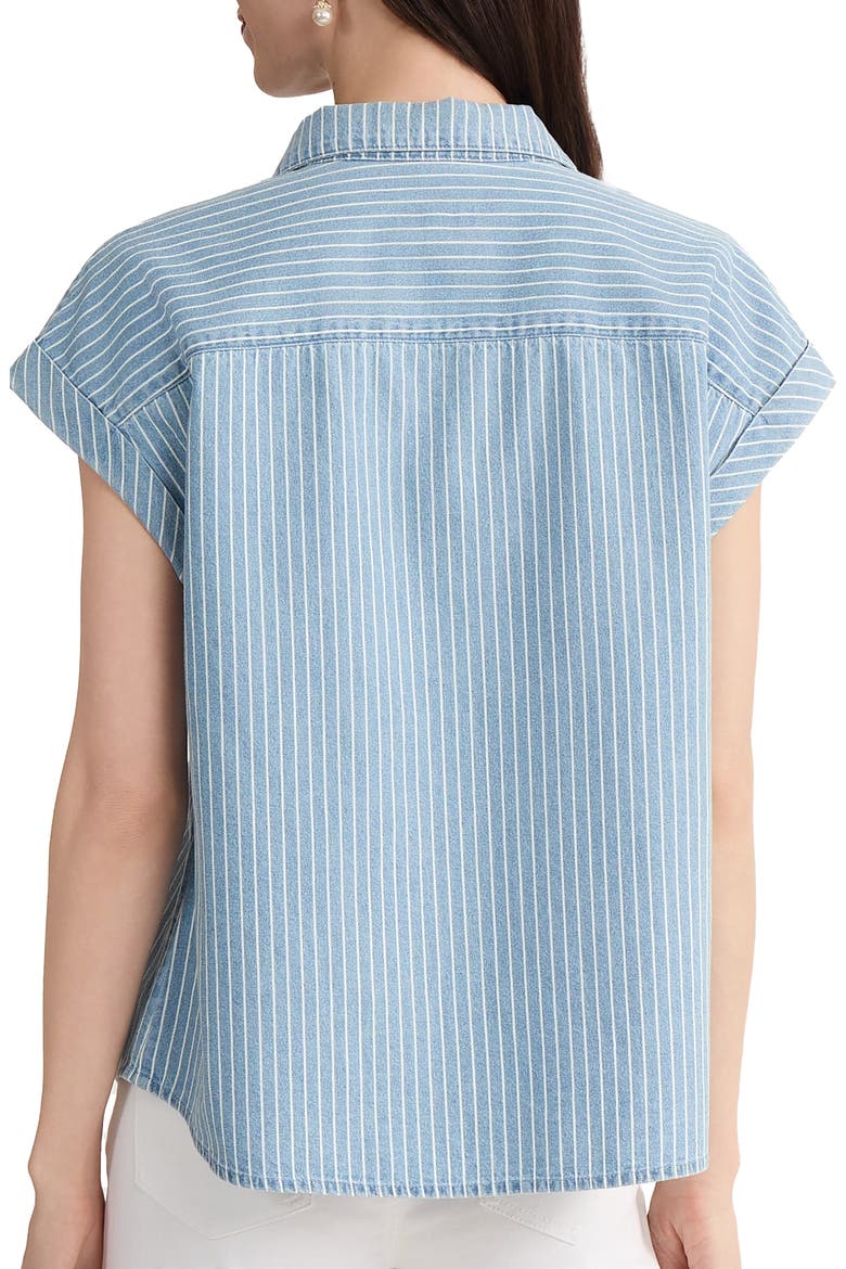 Stripe Cotton Button-Up Shirt, Alternate, color, MEDIUM WASH / WHITE