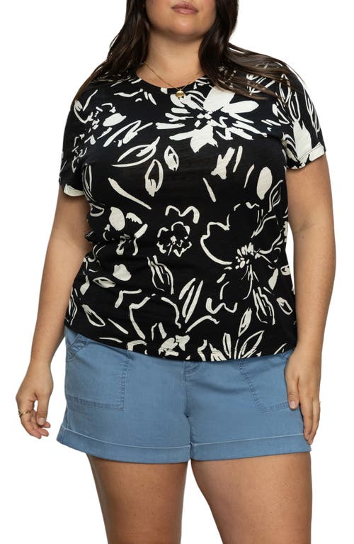 Sanctuary The Perfect T-shirt In Black Ink Floral