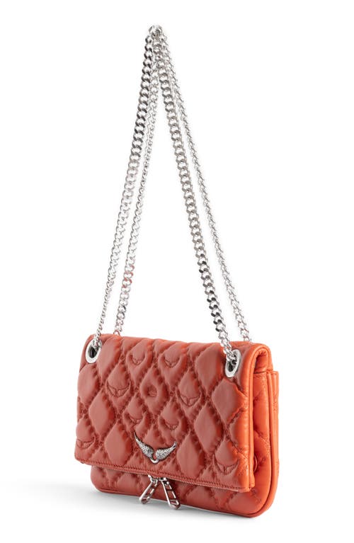 Zadig & Voltaire Rock Ii Diamond Quilted Monogram Leather Crossbody Bag In Orange