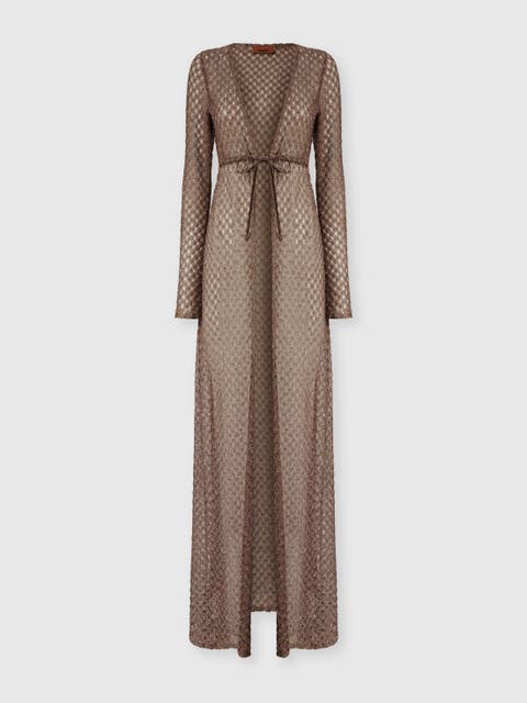 Long Cardigan In Lamé Viscose With Spiderweb Motif