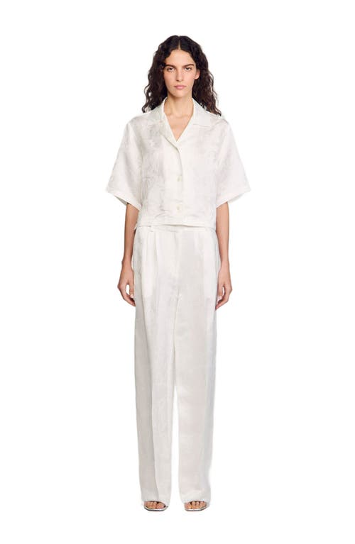 Sandro Jacquard Cropped Shirt In White