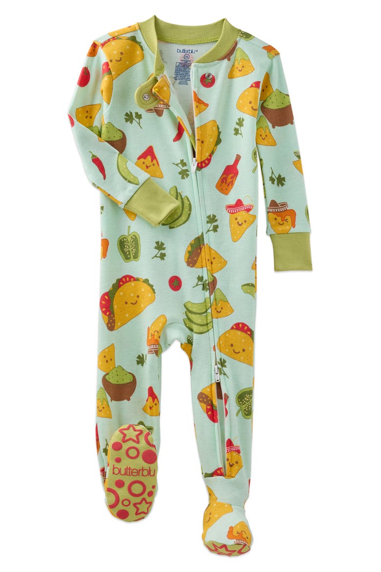 Cruz One-Piece Organic Cotton Footie Pajamas, Alternate, color, TACO 'BOUT CUTE