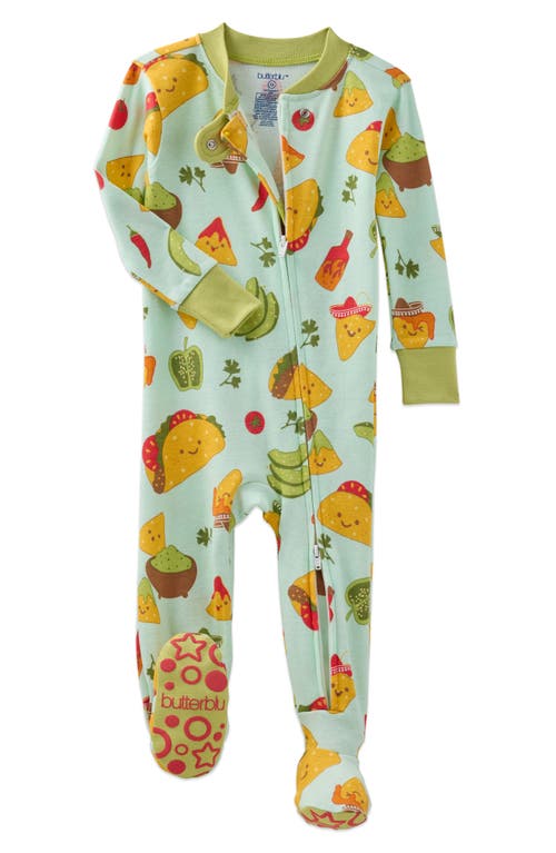 Butterblu Cruz One-piece Organic Cotton Footie Pajamas In Green