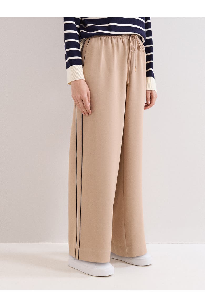 Wide Leg Stripe Detail Skye Trousers, Alternate, color, Camel