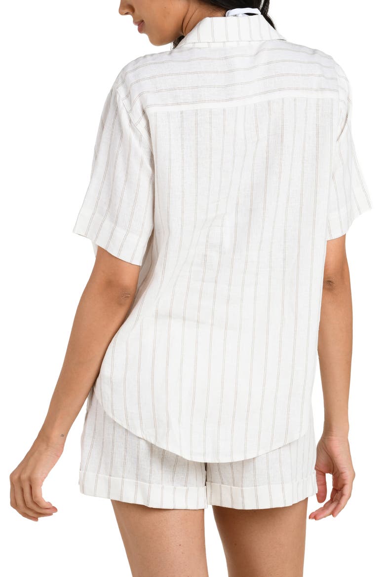 Delphine Coast Knotted Linen Blend Cover-Up Shirt, Alternate, color, CREAM