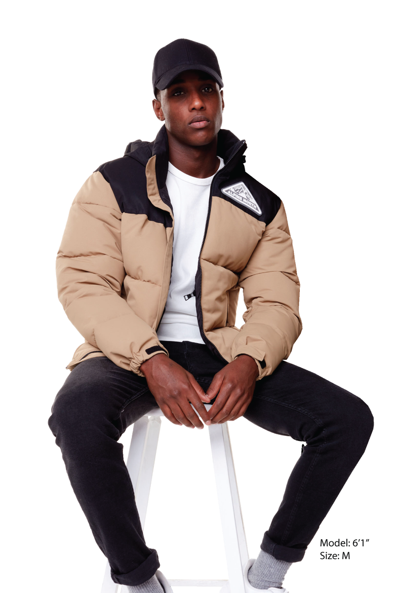 TUKTUT - Vegan Down Short Puffer Winter Jacket, Alternate, color, CAMEL