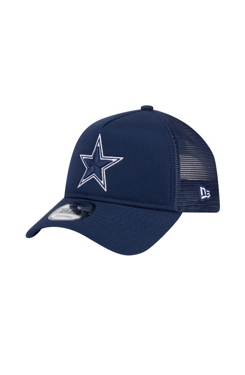 New Era Men's New Era Navy Dallas Cowboys Main A-Frame Trucker 9FORTY Adjustable Hat, Main, color, Navy