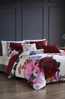 Bebejan Magenta Floral Print 5-Piece Cotton Reversible Comforter Set