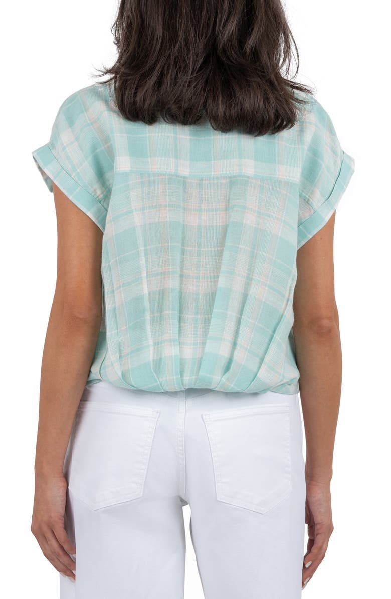 KUT from the Kloth Gaia Plaid Button-Up Blouson Shirt, Alternate, color, Green/ White