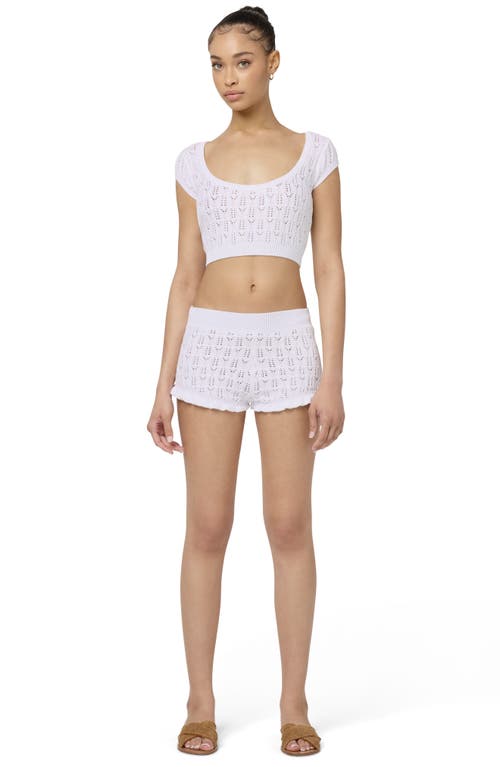 Florence By Mills Pointelle Knit Shorts In Bright White