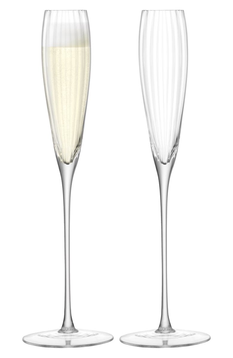 LSA Aurelia Set of 2 Grand Champagne Flutes, Alternate, color, Clear