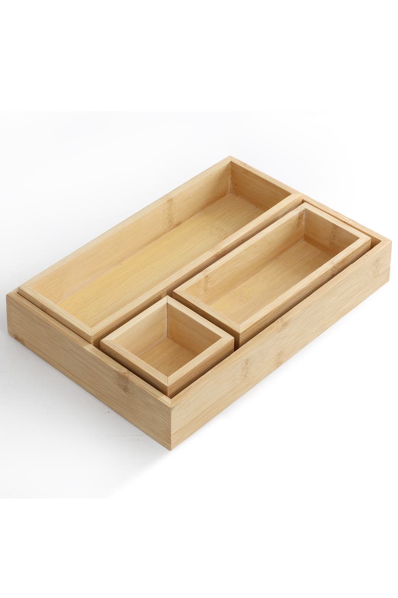 Wood Storage and Organization Trays, Alternate, color, Bamboo