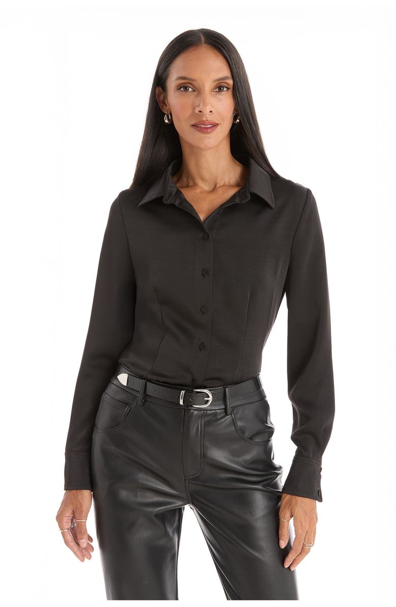 The Noli Shop Paulina Silk Blouse, Main, color, Black
