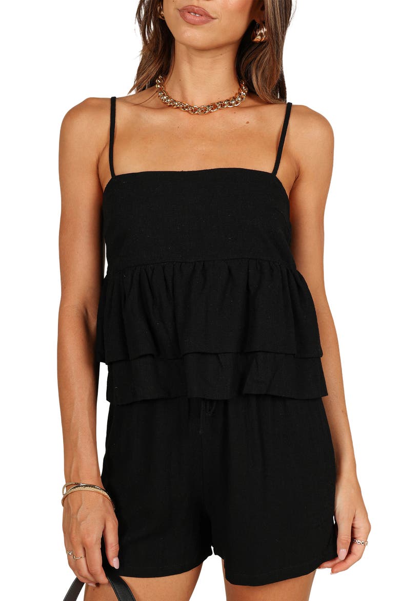 Pennie Linen Camisole & Shorts Set, Alternate, color, BLACK